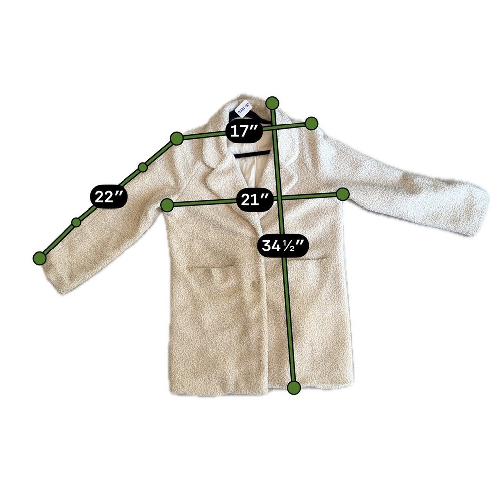 Marine Layer Teddy Coat Women's M Ivory Boucle Sherpa Button Front Jacket - Picture 6 of 7